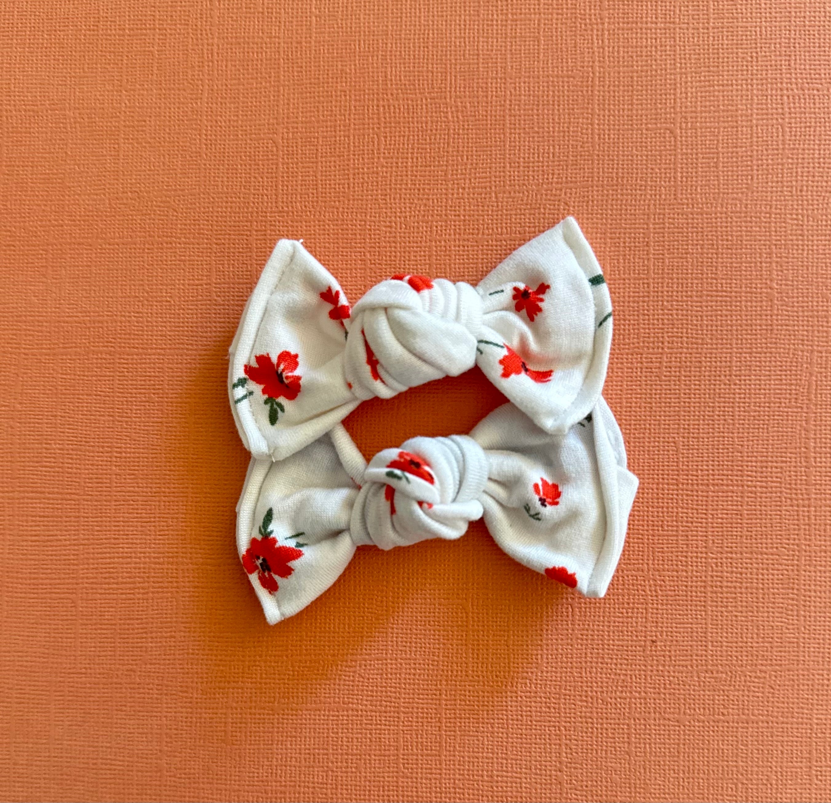 Tiny Orange Floral Clips