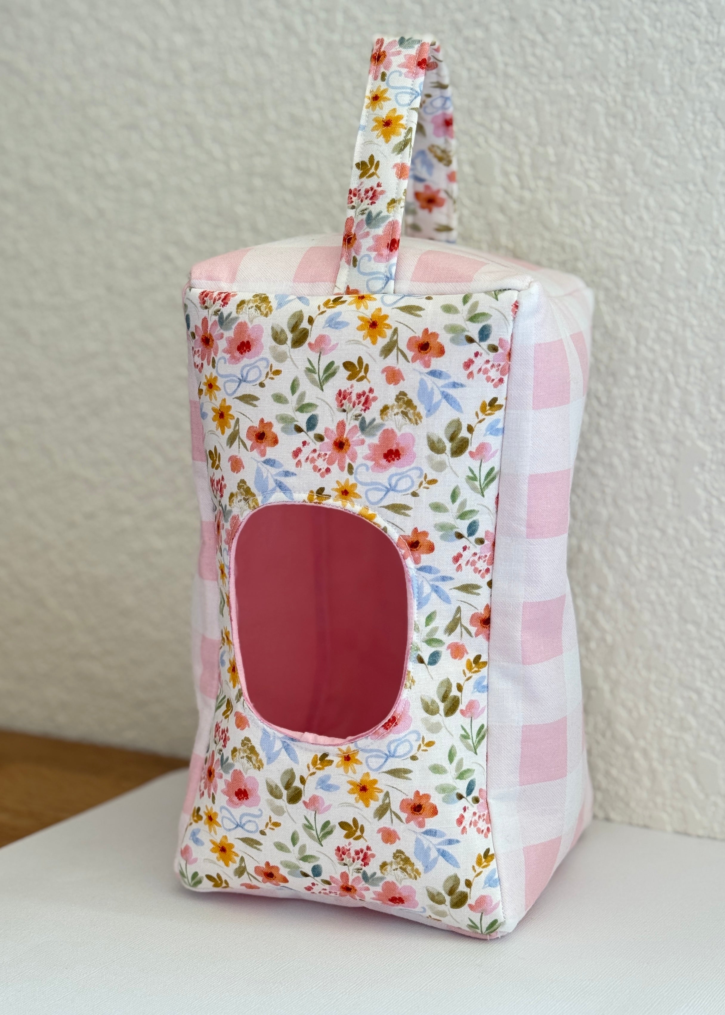 dainty bow floral + pink gingham color block